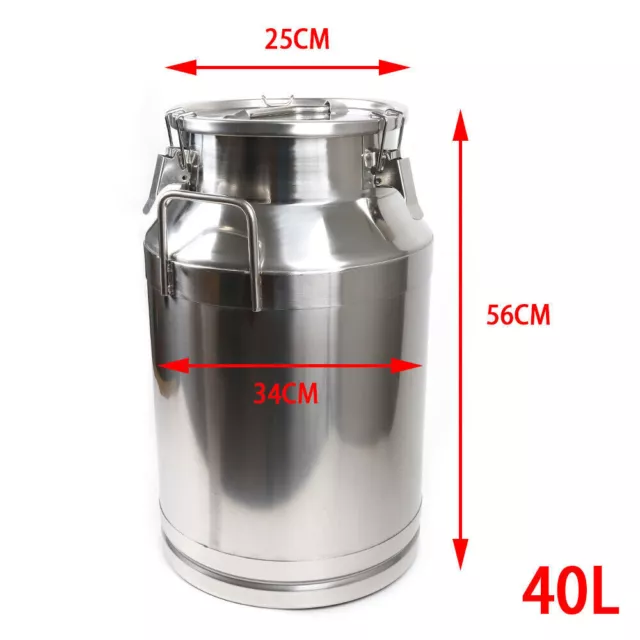 Stainless Steel 40L/10.56 Gallon Milk Can - Heavy Duty Farm Milk Jug Milk Bucket