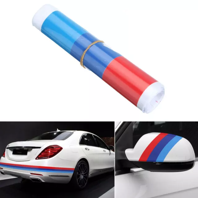 1m Car M Sport Tech 3 Color Stripes Sticker Vinyl Decal Badge Emblem For BMW