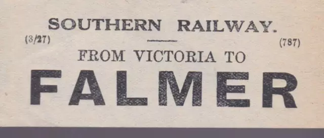 Southern Railway Luggage Label FALMER (VICTORIA 8.27)