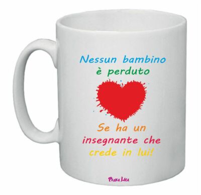 Tazza 8 x 10 cm con Scritta Grazie maestra Insegnante Auguri Compleanno Scuola 