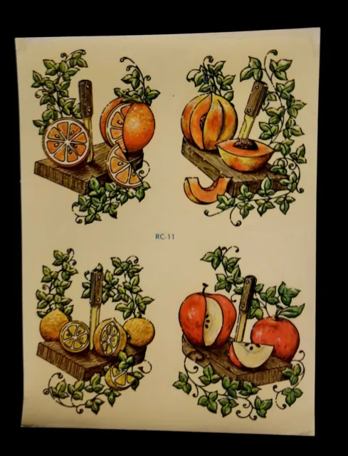 Vintage Totally Retro Meyercord Fruit Transfer Decals RC 11 Lemon Orange Apple