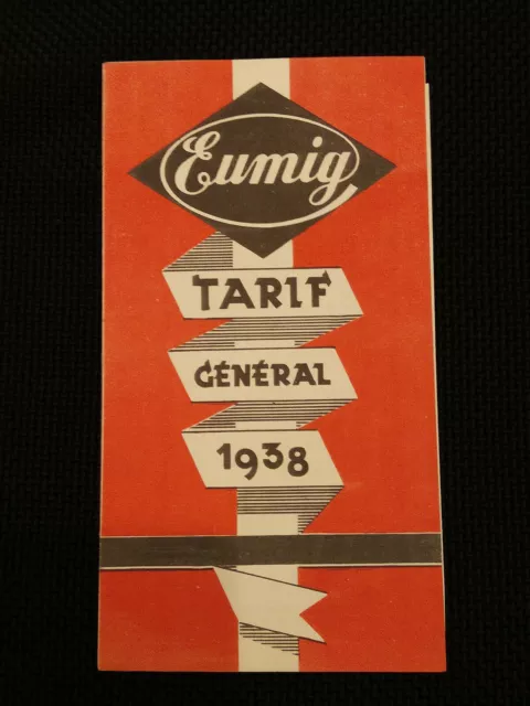 CINEMA PROJECTION - EUMIG tarif général - 1938 - caméras projecteurs accessoires