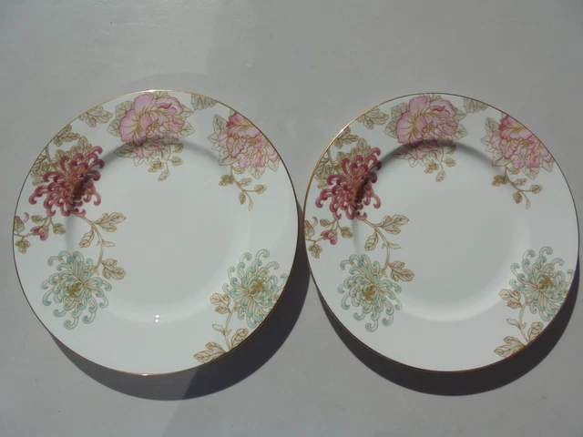 PAIR MARCHESA BY Lenox Bone China Painted Camellia Dinner Plates