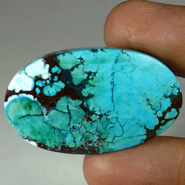 Natural Blue Tibet Turquoise Oval Cabochon Loose Gemstones 50.25Cts 25x 41x 05mm