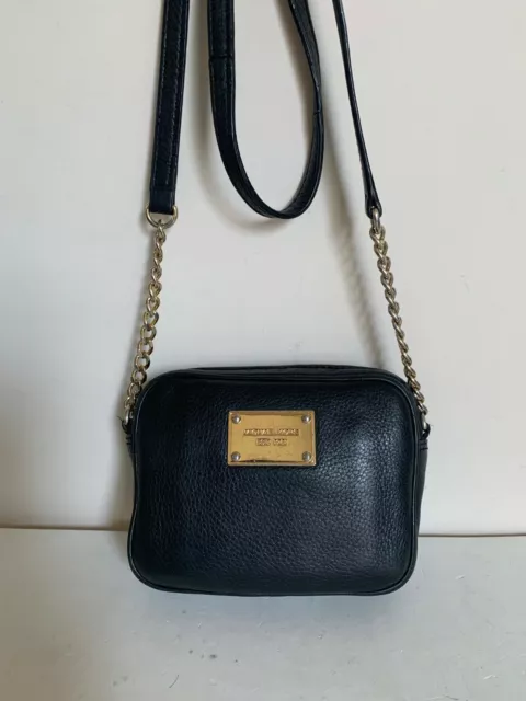 MICHAEL KORS Black Pebble Leather Mini Crossbody  Bag