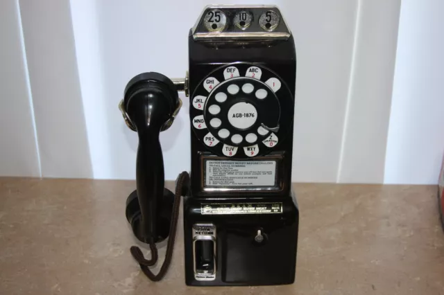 Vintage Jim Beam Whiskey Black 3-Coin Slot Rotary Dial Pay Phone Decanter