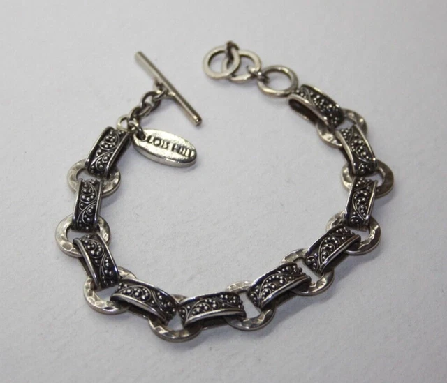 Lois Hill Sterling Silver Filigree Link Toggle Bracelet 7.75" [043GRA]