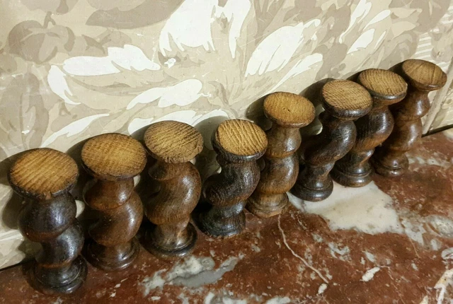 8 Barley twist turned spindle Column Antique french oak architectural salvage 4" 9