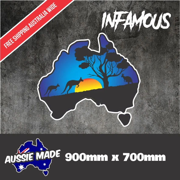 Outback Action Figure Sticker AUSTRALIA MAP AUSSIE Outback Sticker Caravan RV Truck Decal Car ...