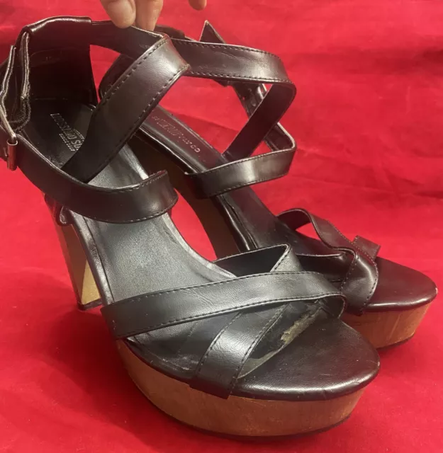 Mossimo Supply Co high Heels Womens Size Platform Strappy Black leather shoes