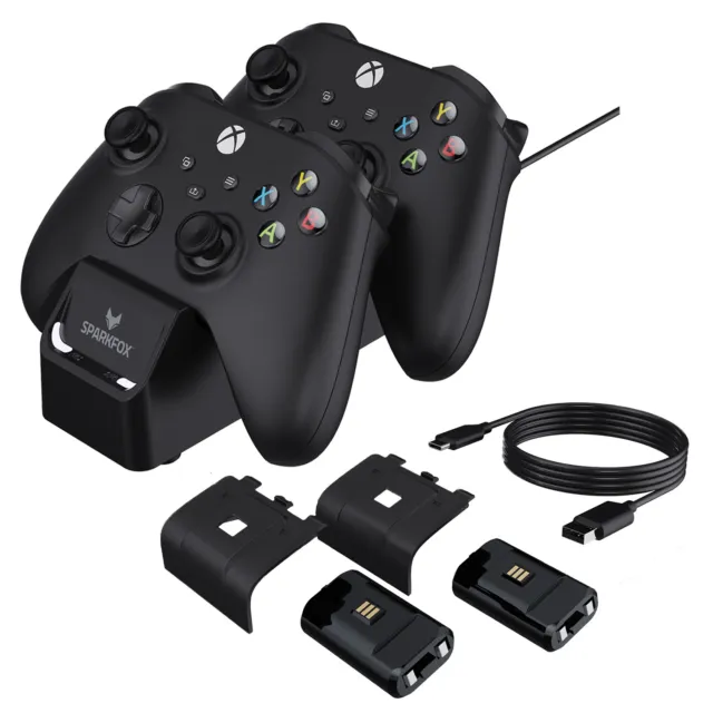 Dual Charging Dock Station 2x Rechargeable Batteries Xbox Series X Controllers