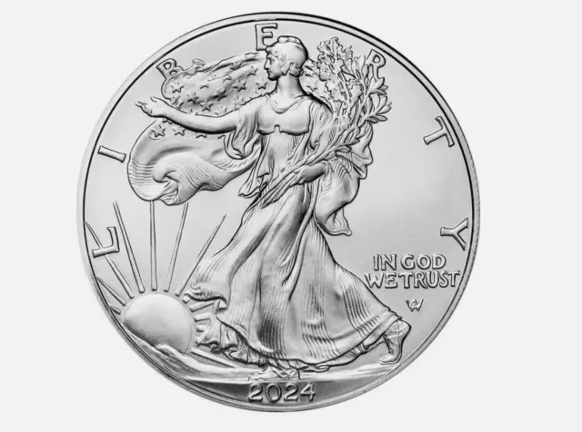 1 Troy Oz 9999 Fine Silver 2024 American Eagle Walking Liberty Coin Uncirculated