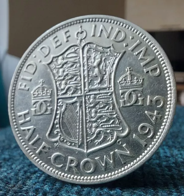 1943 King George VI Silver Halfcrown Uncirculated Almost Perfect Very Light Wear