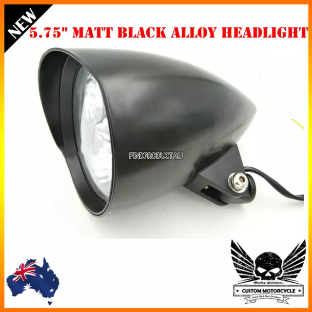 5 3/4" Matt black billet alloy bullet headlight Harley Sportster Chopper Bobber