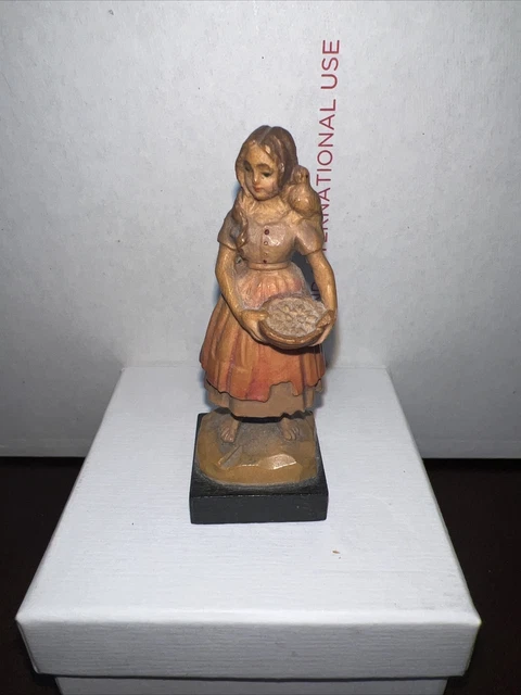 Anri Italy "Little Lisa" Miniature 2.75"H Woodcarving Figurine