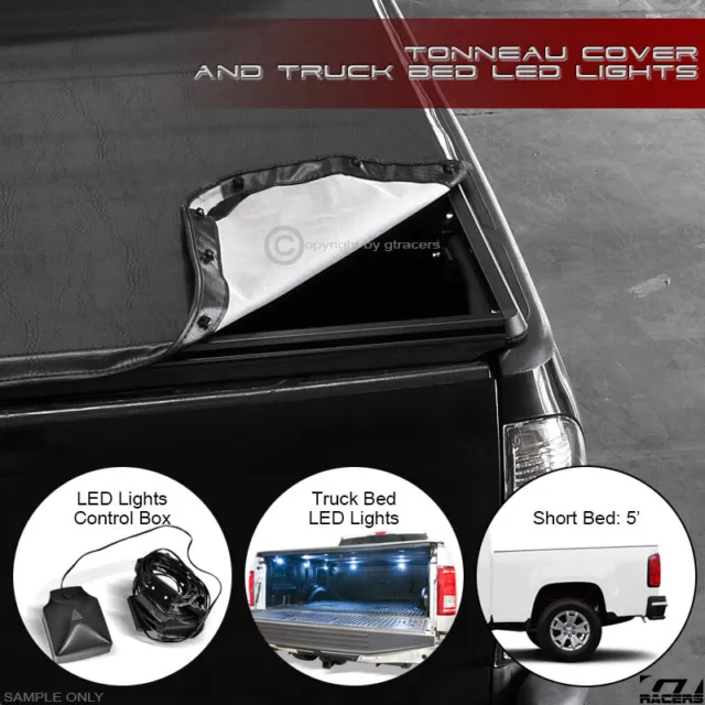 For 2015-2022 Colorado/Canyon Crew 5' Short Bed Snap-On Tonneau Cover+LED Lights