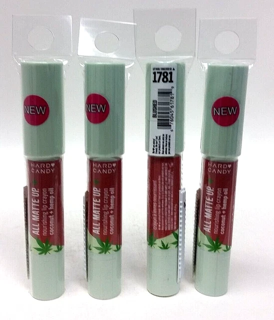 4x HARD CANDY ALL MATTE UP NOURISHING LIP CRAYON COCONUT + HEMP OIL BLUSHED 1781
