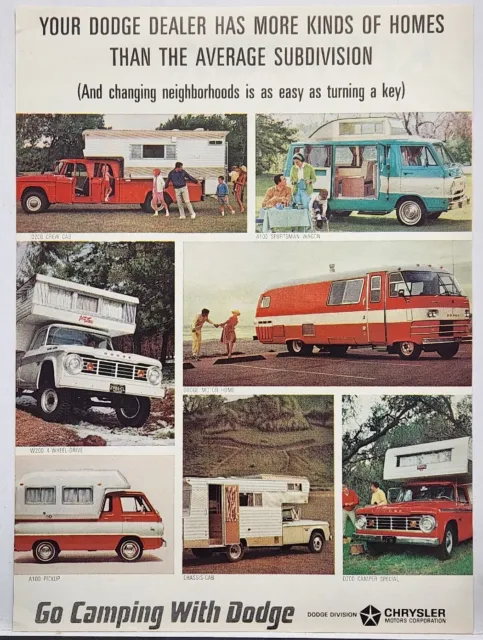 1965 Chrysler Dodge Pickup A100 W200 D200 Crew Cab Sportsman Motor Home Print Ad