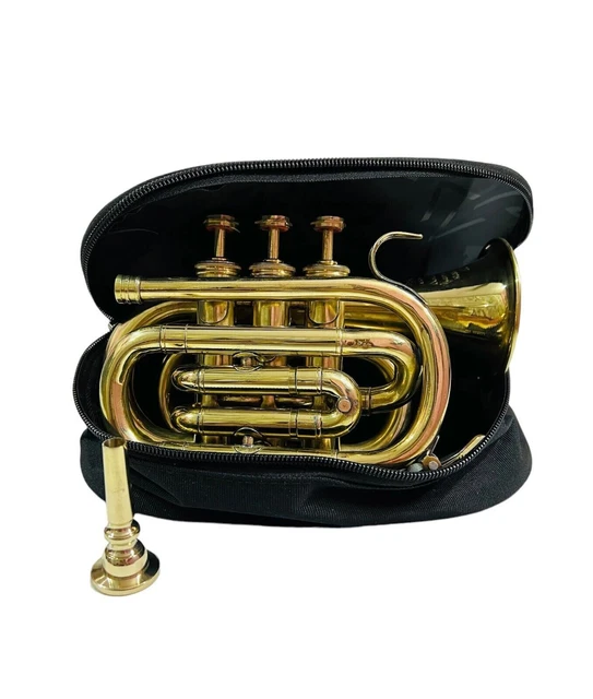 Nautical Brass Shinny Professional Trumpet Horn 3 Vale+ Mouthpiece With Case 3