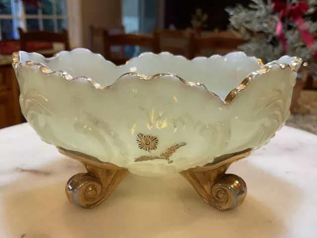 Antique Northwood Uranium Custard Glass Bowl 1898