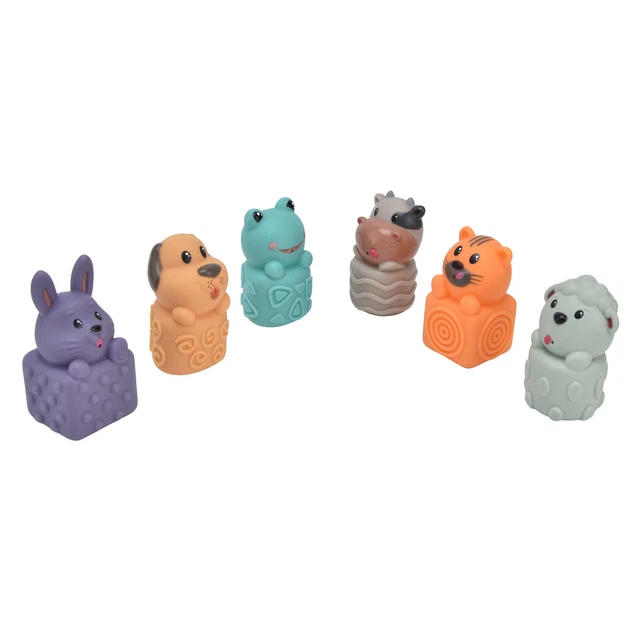 (ND1)6pcs Baby Soft Blocks Animal Stacking Building Blocks Squeezing Teething Fo