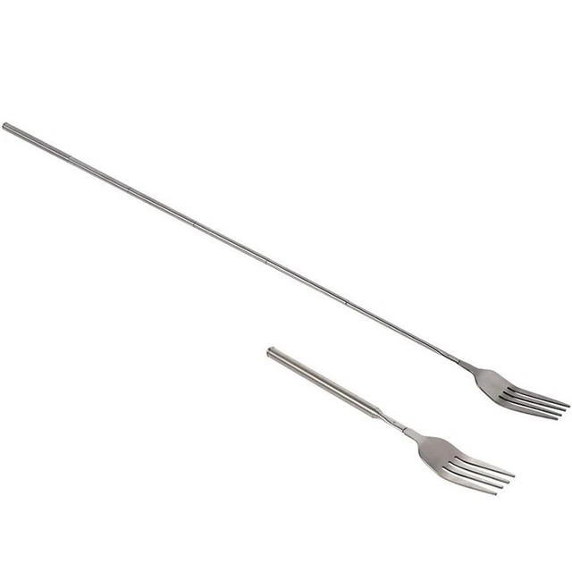 Retro Fork BBQ Telescopic Extendable Dinner  Dessert Long Handle Fork Tablewa Wa