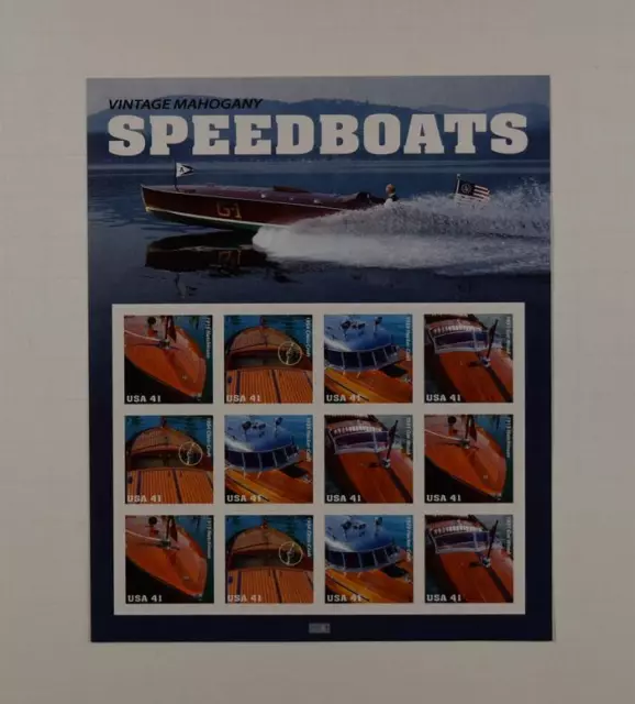Us Scott 4160 - 63 Pane Of 12 Speedboats Stamps 41 Cent Face Mnh