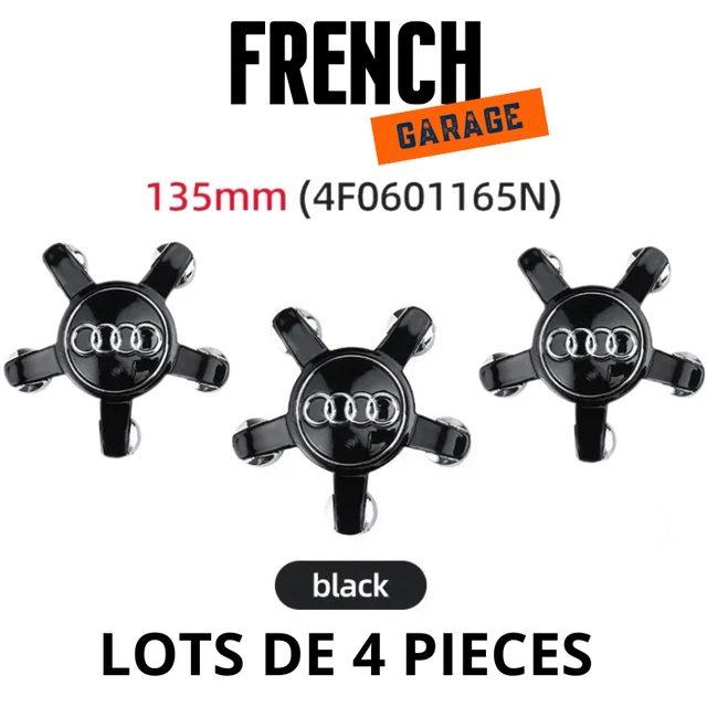Lot De 4 Enjoliveurs De Roue Noirs 60 Mm Pour Citroën C1 C3 C4 C5 C6 DS3 - Alliage Stable