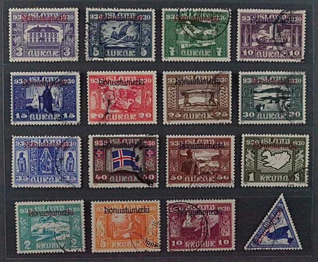 1930, ISLAND 44-59, Dienstmarken ALLTHING komplett, sauber gestempelt, 1900,-€