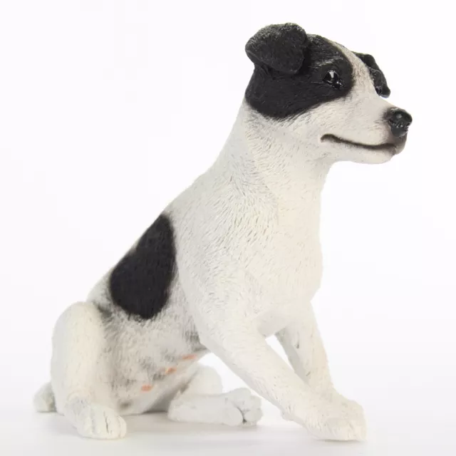 Jack Russell Terrier Figurine Hand Painted Collectible Statue Black Smooth
