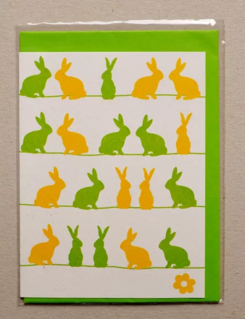 Frohe Ostern kleine Doppelkarte mit Umschlag Kuvert Klappkarte Osterkarte Hase