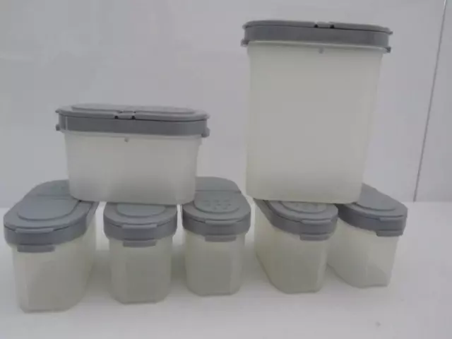 TUPPERWARE Modular Mates SPICE CANISTERS Grey Lids