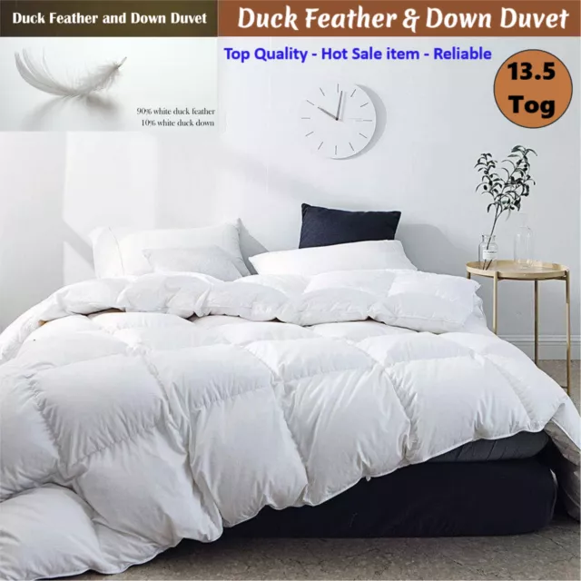 13.5 Tog Duvets Duck Feather & Down Quilt Warm Cosy Single Double King Superking