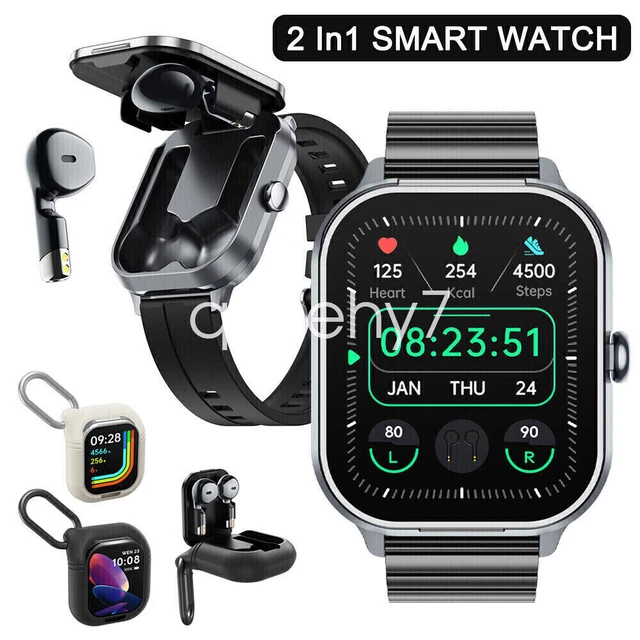 SMART WATCH WITH Earbuds Smartwatch True Wireless Bluetooth Call Sport ...