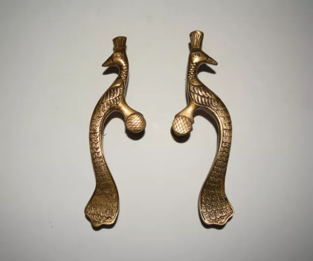 Brass Metal Peacock Door Pulls Antique Finish Bird Traditional Door Handle HK289