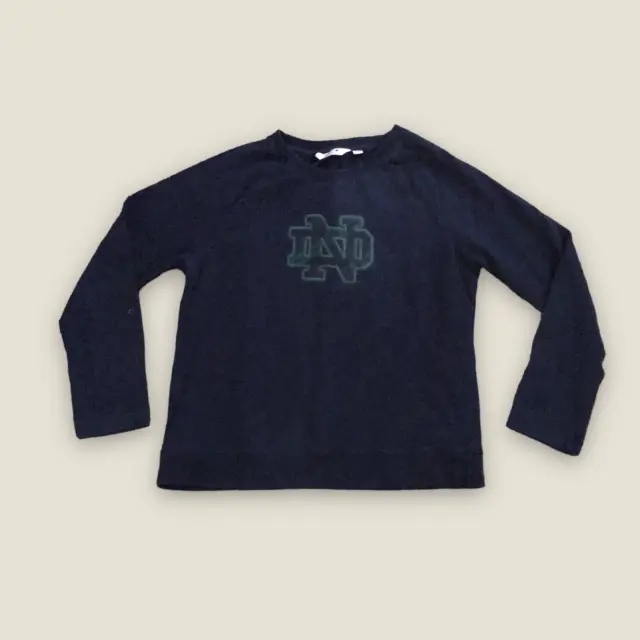 1990s VTG Notre Dame Lady Irish Navy Blue Plaid Embroidered Sweatshirt Large