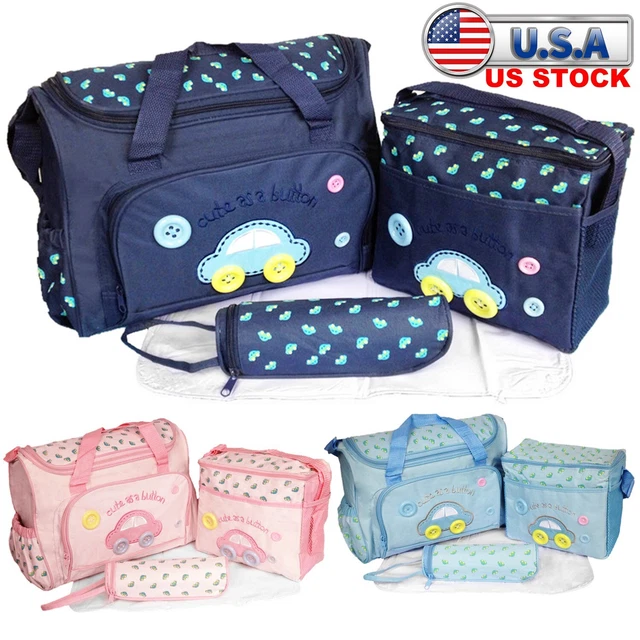 4Pcs Diaper Bag Tote Set Baby Napping Changing Bag Shoulder Mummy Bag with Pad
