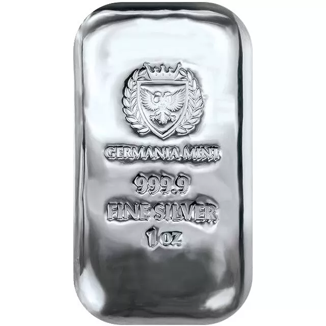 Silberbarren 1oz Unze 999,9 Germania Mint Silber Ag Barren gegossen