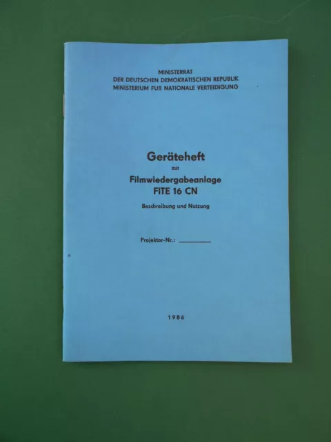 Geräteheft FITE 16 CN Bedienungsanleitung Projektor Filmprojektor DD Schaltplan