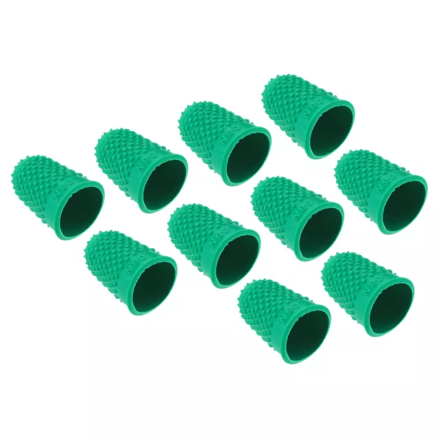 10pc Rubber Finger Tips Thumb Fingertip Protector Thimble Grips Green Small Size