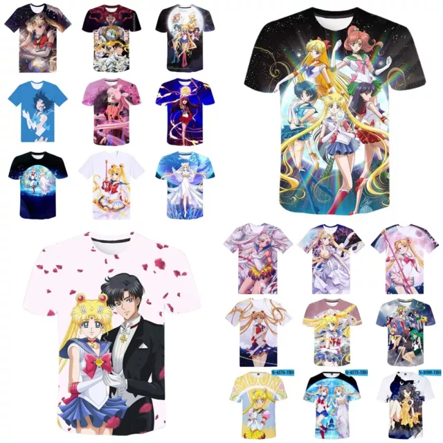 Kids Girls Sailor Moon T-shirt Short Sleeve Tee Tops Casual Summer Tee Gift