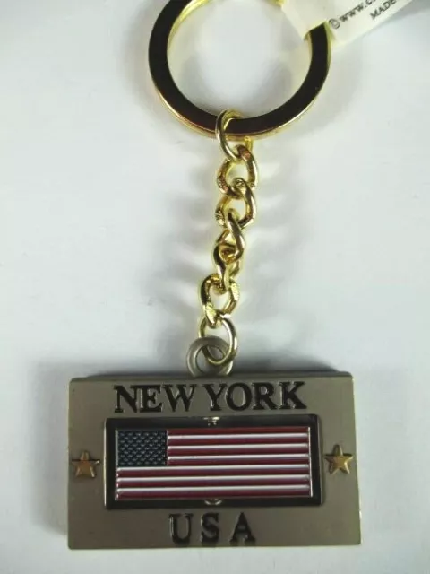 New York Schlüsselanhänger,USA Flagge Stars & Stripes,9,5cm Metall Keyring ,