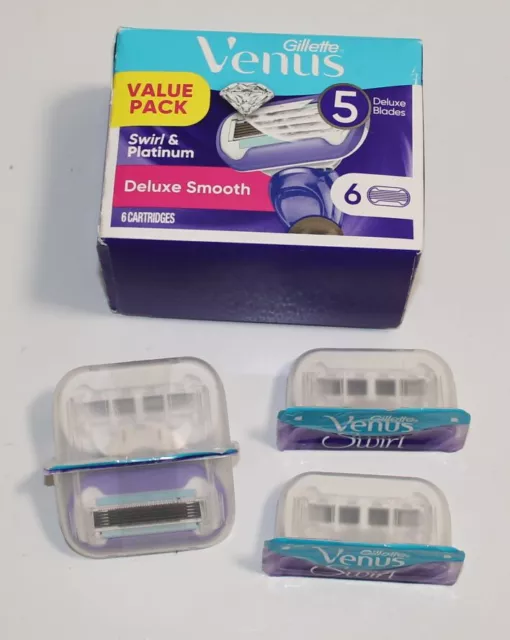 5 hojas lisas de lujo Gillette Venus remolino y platino - ¡10 cartuchos en total!