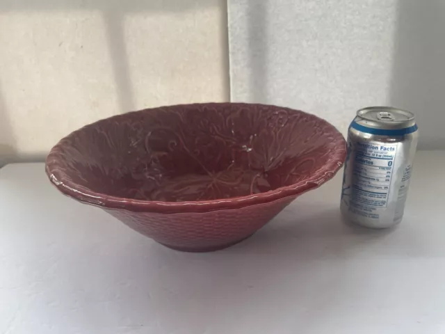 Crate & Barrel Majolica Pottery Large Serving Bowl 12” Italian Carmen Broccato