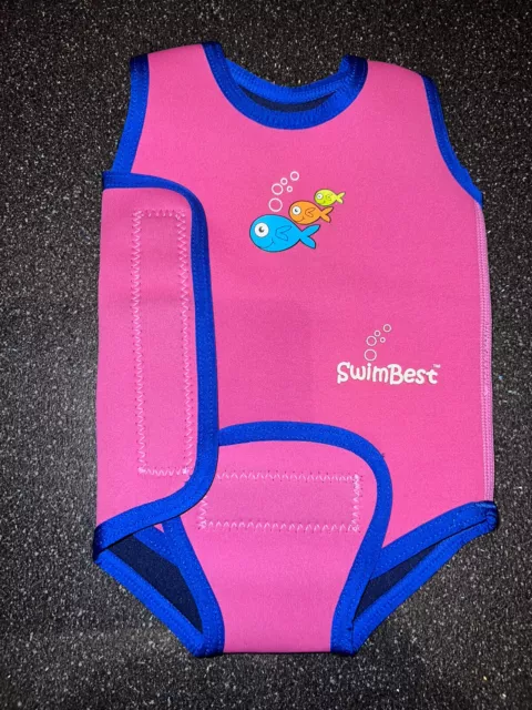 Chaleco de natación Baby Swimbest rosa traje de neopreno aislado ajustable edad 0-6 meses