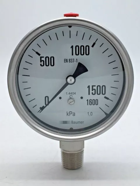 Baumer MEX5D60D24 MEX5-D60.D24 Hydraulic Pressure Gauge 1/2NPT 0-1600KPa  ∅100mm