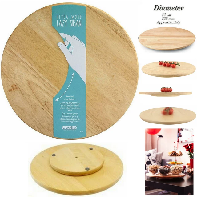 RUBBER WOOD ROTATING Lazy Susan Turn table Food Serving Dish Cheese