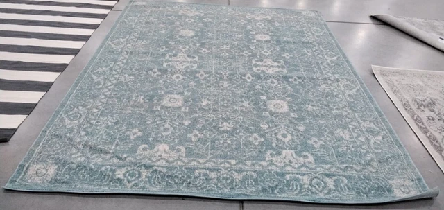 LIGHT BLUE / IVORY 8' X 10' Stained Rug, Reduced Price 1172737226 EVK270D-8