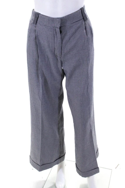 Luella Womens Wide Leg Pleated Houndstooth Pants Black White Size 6 LL19LL