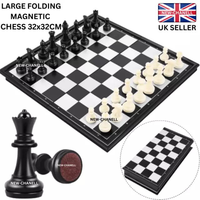 Magnetic Chess Board Set Folding Large Portable Travel Chessboard Game Gift UK